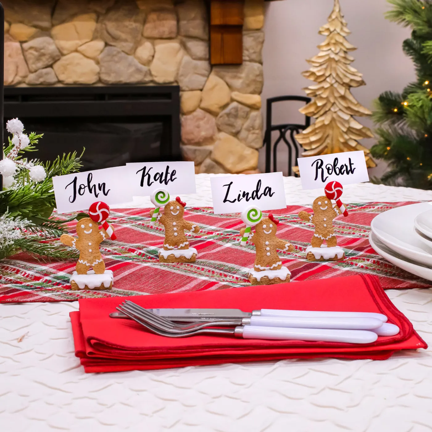 National Tree Company 4-Piece Gingerbread Cookie Card Holders
