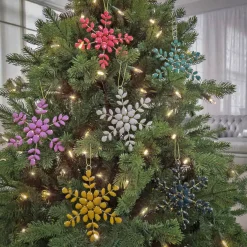 National Tree Company 6-Piece HGTV Home Collection Beaded Snowflake Ornaments