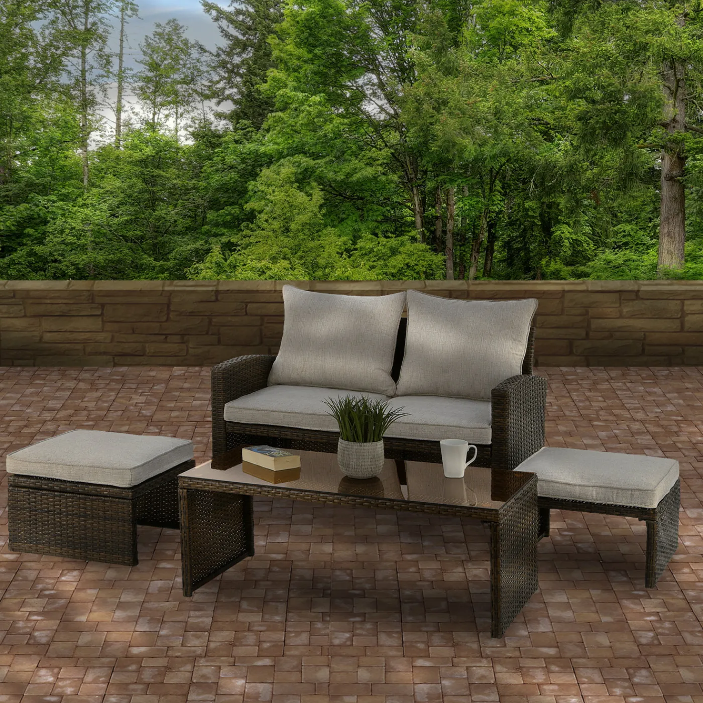 National Tree Company 4-Piece Norton Collection All-Weather Wicker Conversation Set