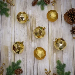 National Tree Company 6-Piece Shatterproof Geometric Gold Ornaments