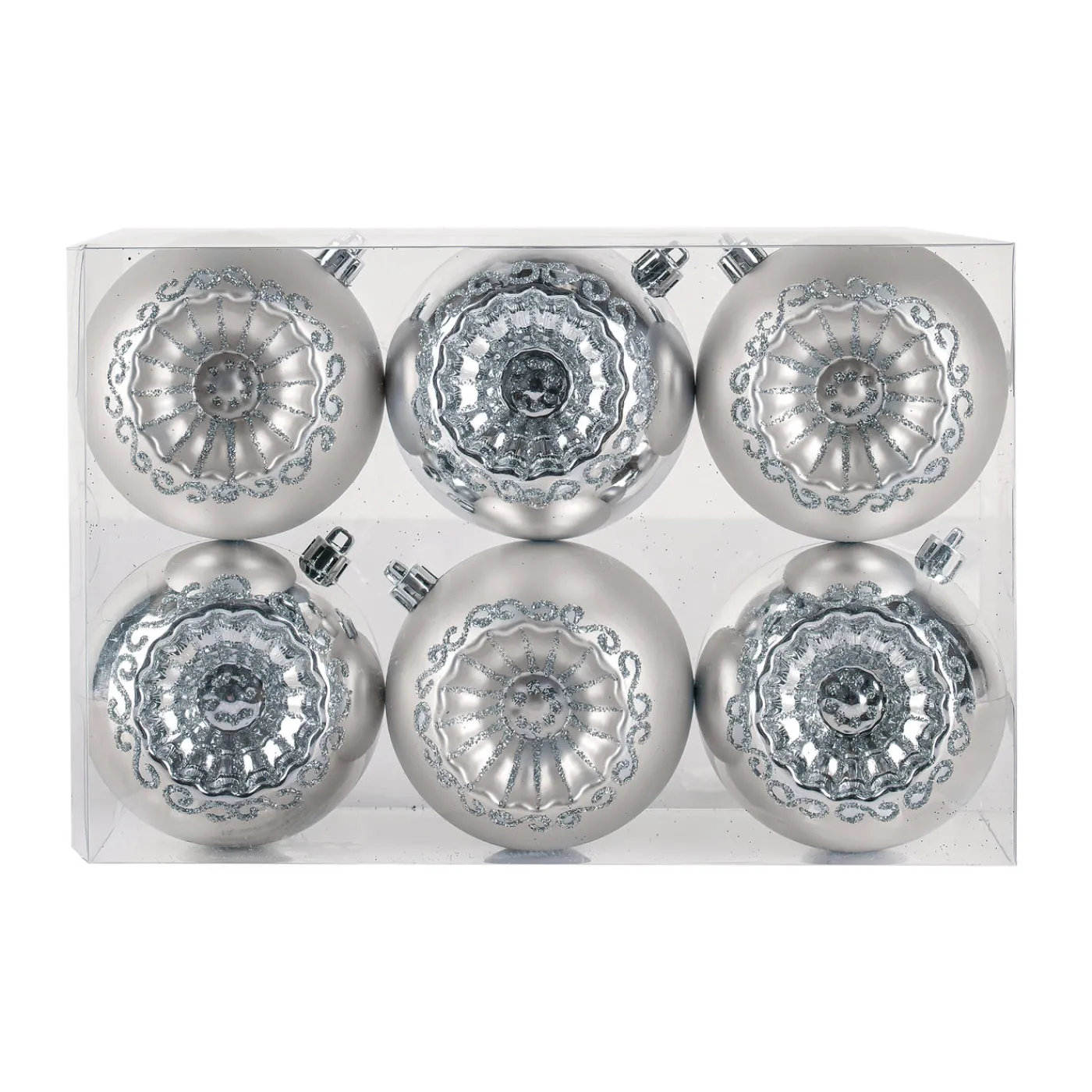 National Tree Company 6-Piece Shatterproof Glittering Silver Ornaments