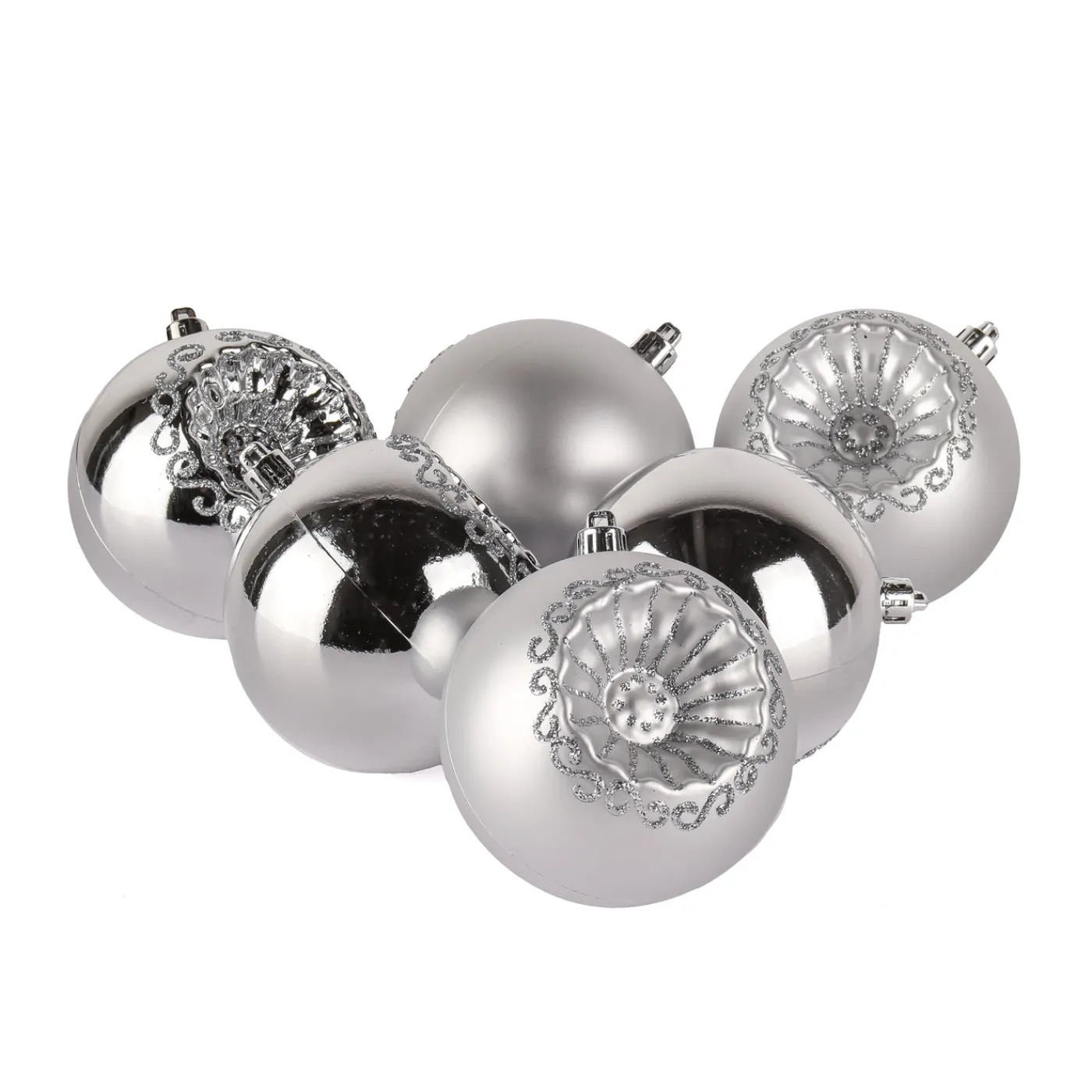 National Tree Company 6-Piece Shatterproof Glittering Silver Ornaments