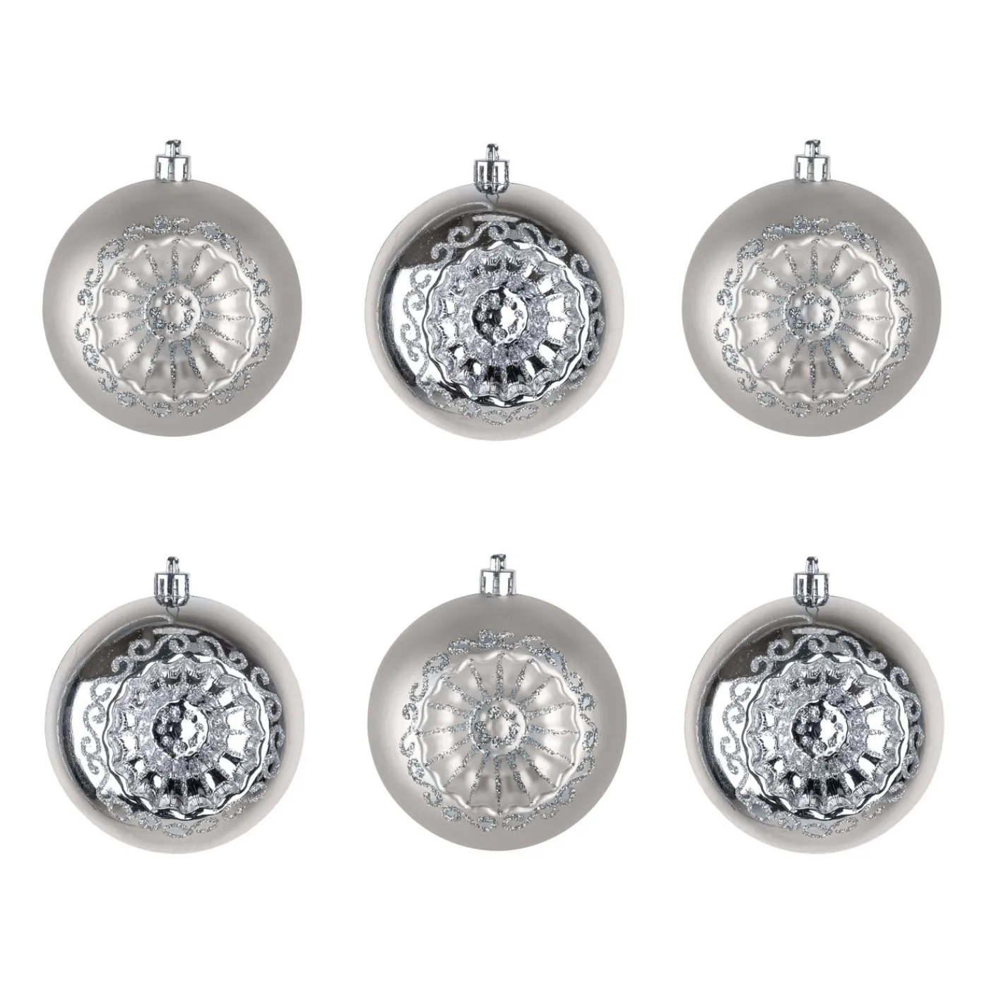 National Tree Company 6-Piece Shatterproof Glittering Silver Ornaments