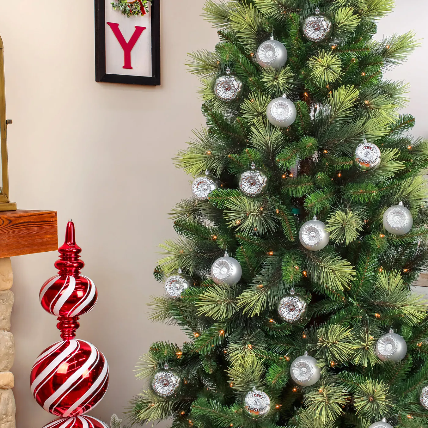 National Tree Company 6-Piece Shatterproof Glittering Silver Ornaments