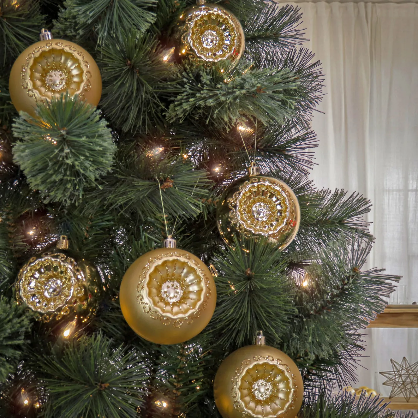 National Tree Company 6-Piece Shatterproof Glittering Gold Ornaments