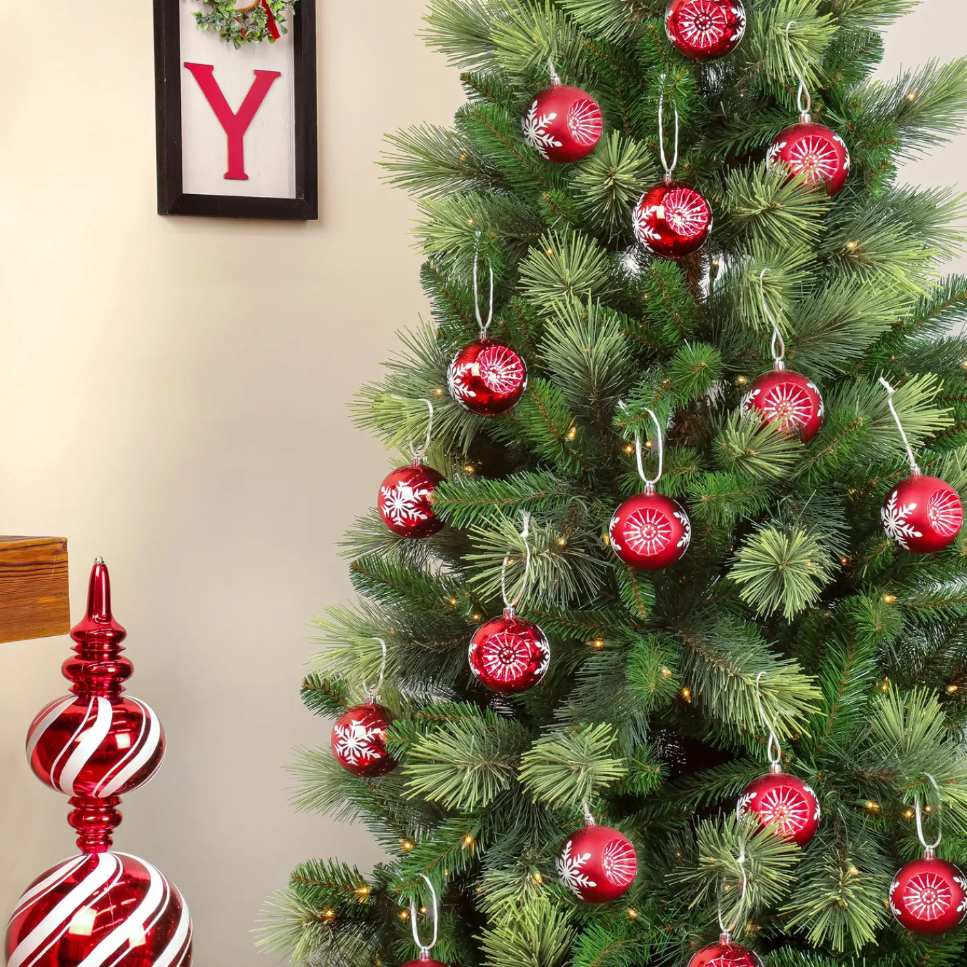 National Tree Company 6-Piece Shatterproof Snowflake Red Ornaments