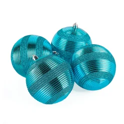 National Tree Company 4-Piece Shatterproof Swirling Blue Ornaments