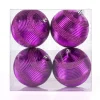 National Tree Company 4-Piece Shatterproof Swirling Purple Ornaments