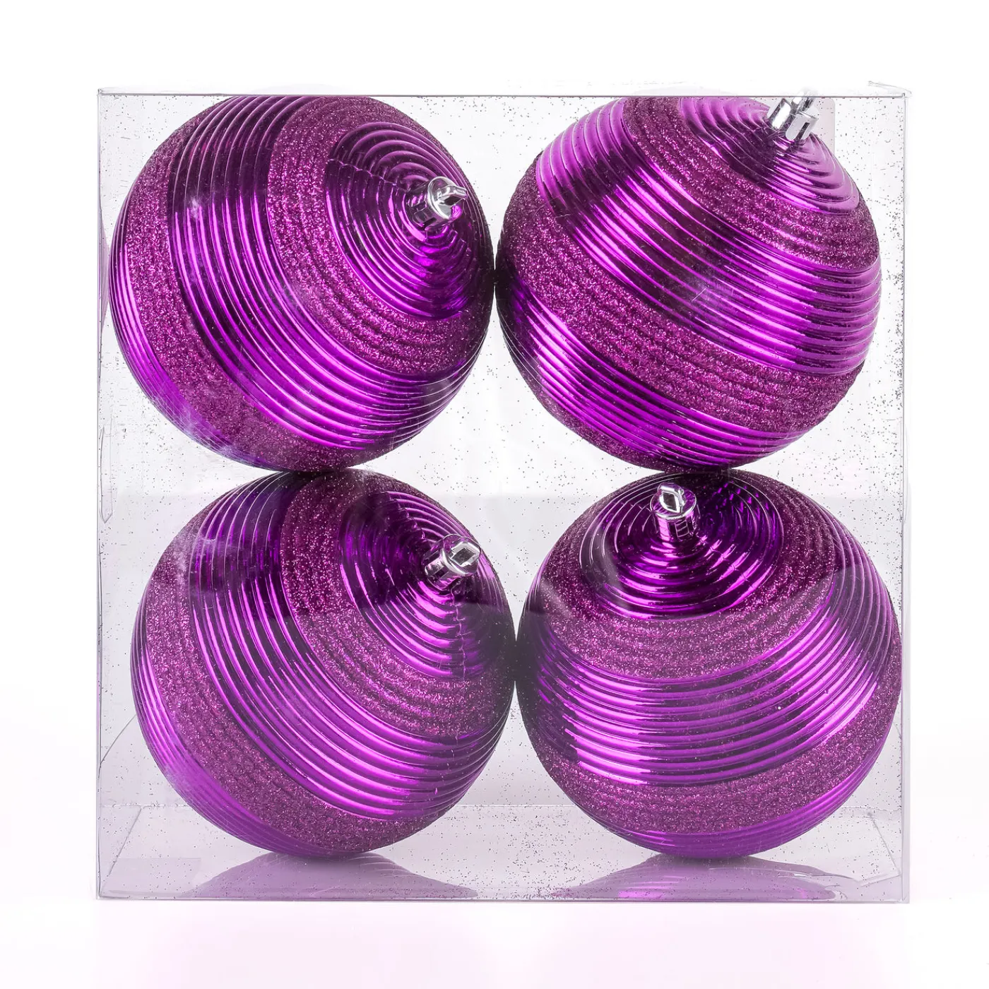 National Tree Company 4-Piece Shatterproof Swirling Purple Ornaments