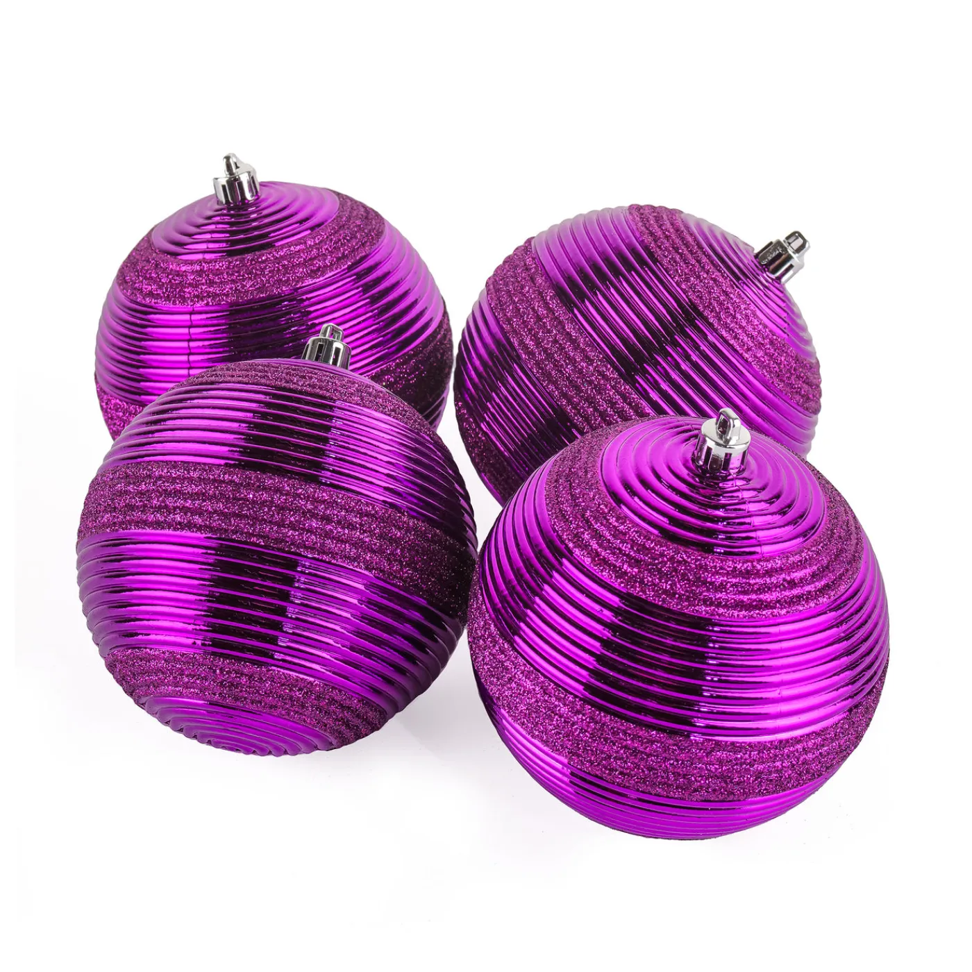 National Tree Company 4-Piece Shatterproof Swirling Purple Ornaments