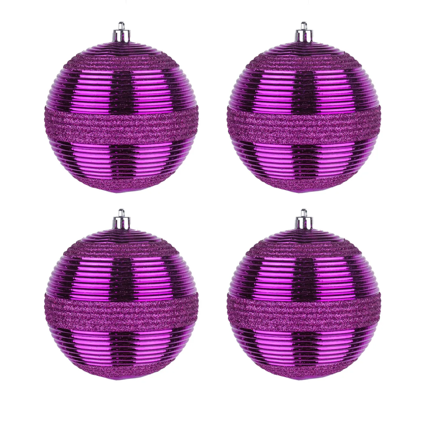 National Tree Company 4-Piece Shatterproof Swirling Purple Ornaments