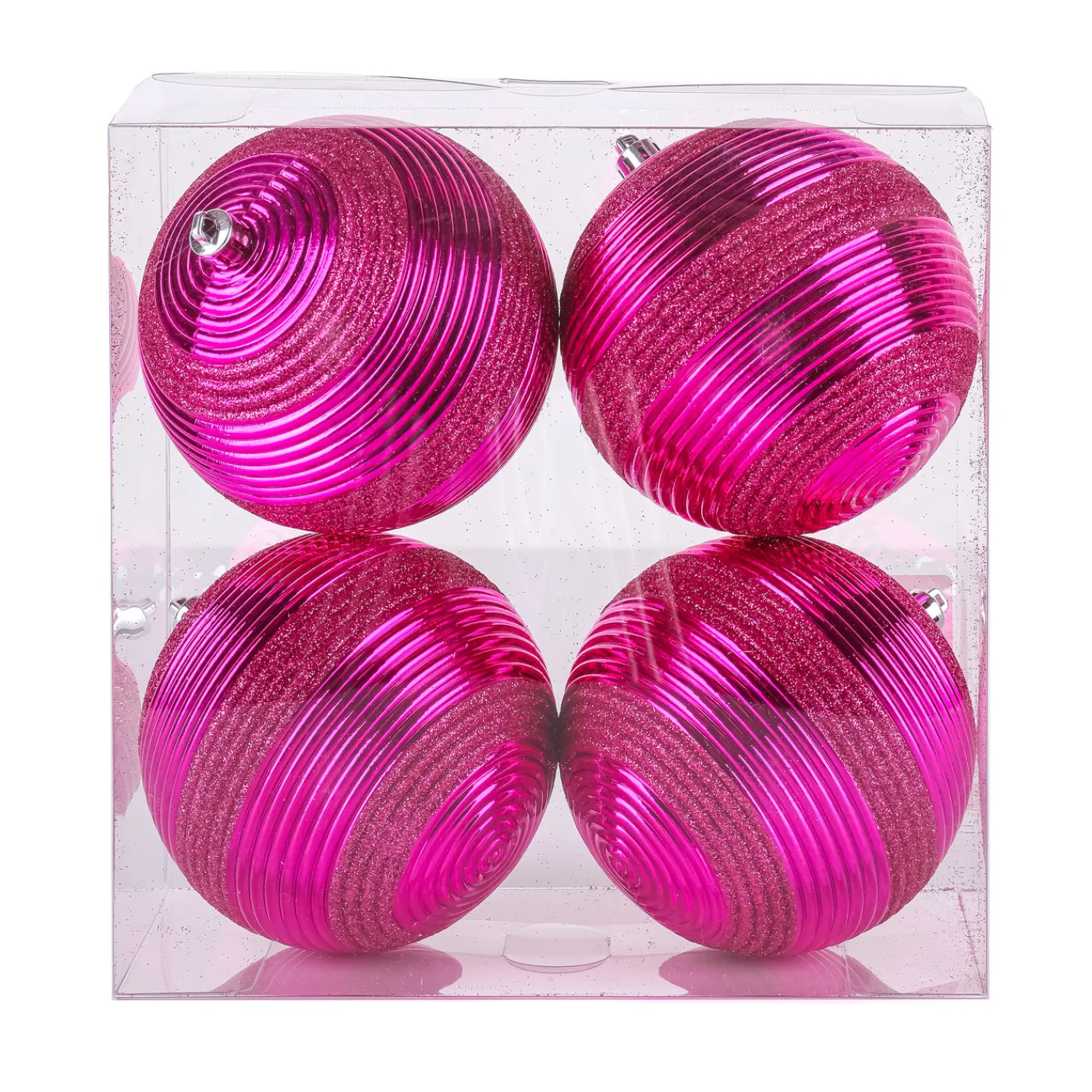 National Tree Company 4-Piece Shatterproof Swirling Pink Ornaments