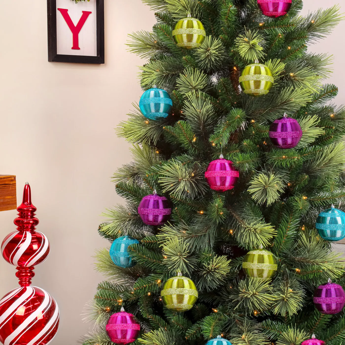 National Tree Company 4-Piece Shatterproof Swirling Pink Ornaments