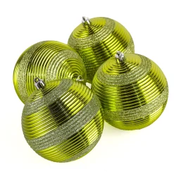 National Tree Company 4-Piece Shatterproof Swirling Lime Green Ornaments
