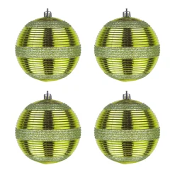National Tree Company 4-Piece Shatterproof Swirling Lime Green Ornaments