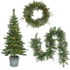 National Tree Company Pre-Lit Buzzard Pine Assortment Set of 1 Entrance Tree, 1 Wreath, 1 Garland