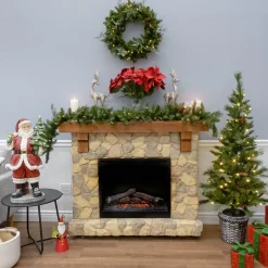 National Tree Company Pre-Lit Buzzard Pine Assortment Set of 1 Entrance Tree, 1 Wreath, 1 Garland