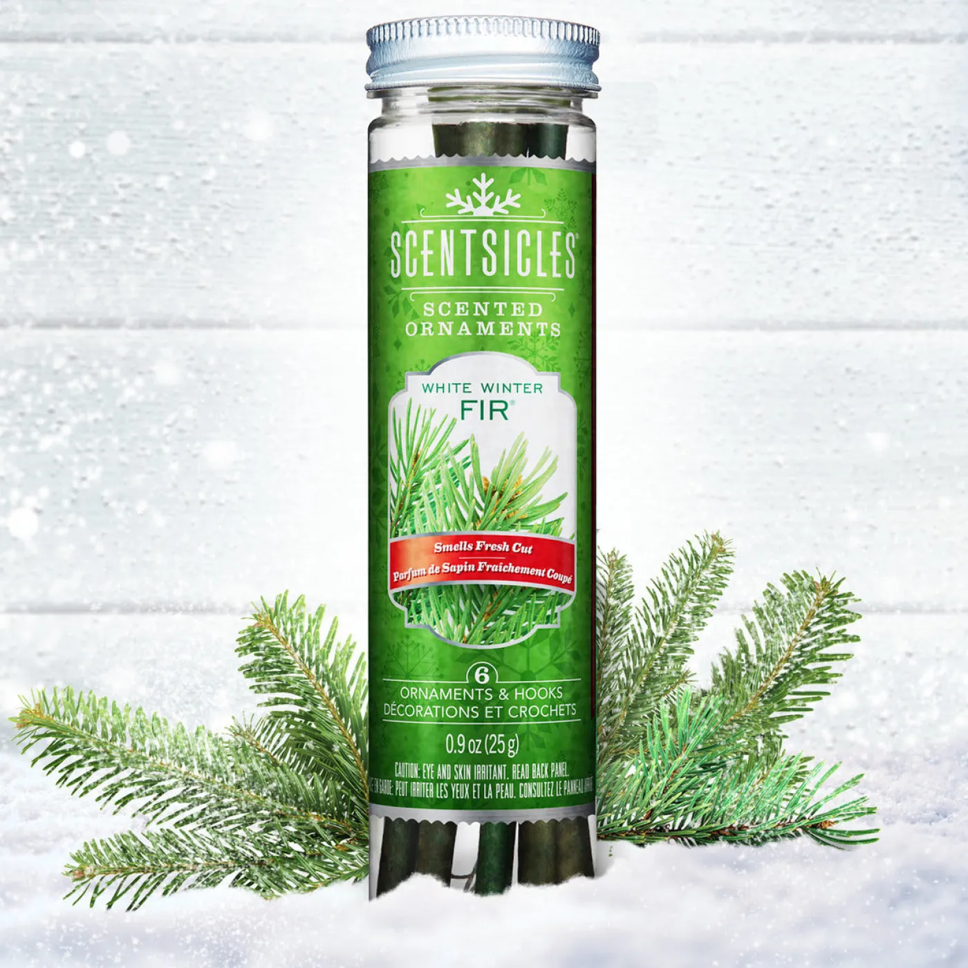 National Tree Company Scented Ornaments, 2 Pack- 6ct Bottle, White Winter Fir, Fragrance-Infused Paper Sticks