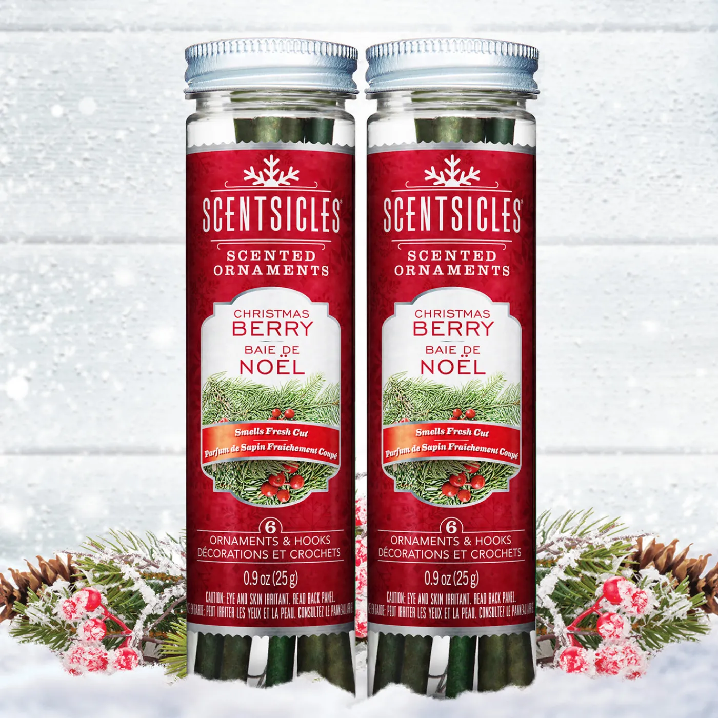 National Tree Company Scented Ornaments, 2-Pack- 6ct Bottle, Christmas Berry, Fragrance-Infused Paper Sticks