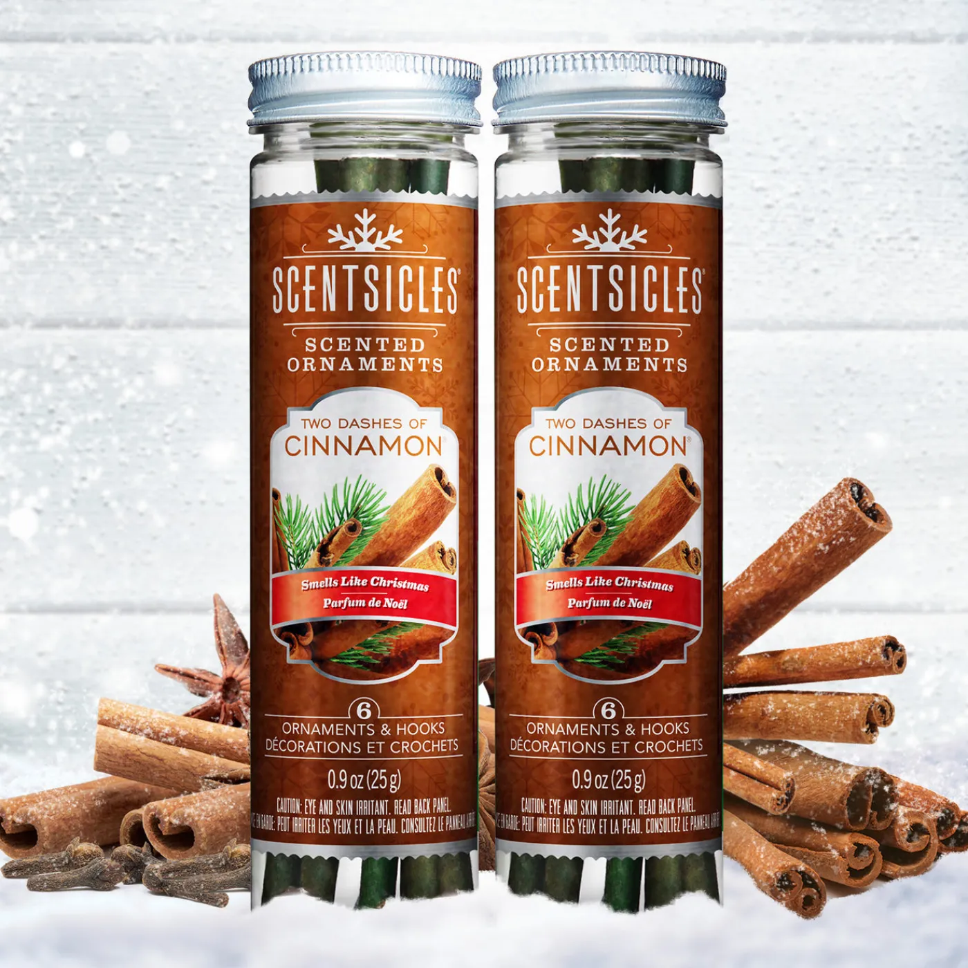 National Tree Company Scented Ornaments, 2-Pack- 6ct Bottle, 2 Dashes of Cinnamon, Fragrance-Infused Paper Sticks