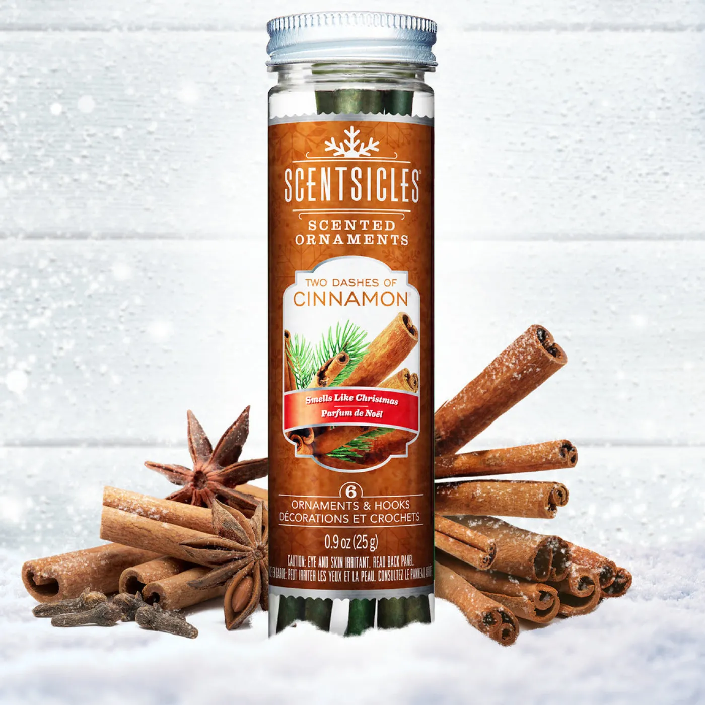 National Tree Company Scented Ornaments, 2-Pack- 6ct Bottle, 2 Dashes of Cinnamon, Fragrance-Infused Paper Sticks
