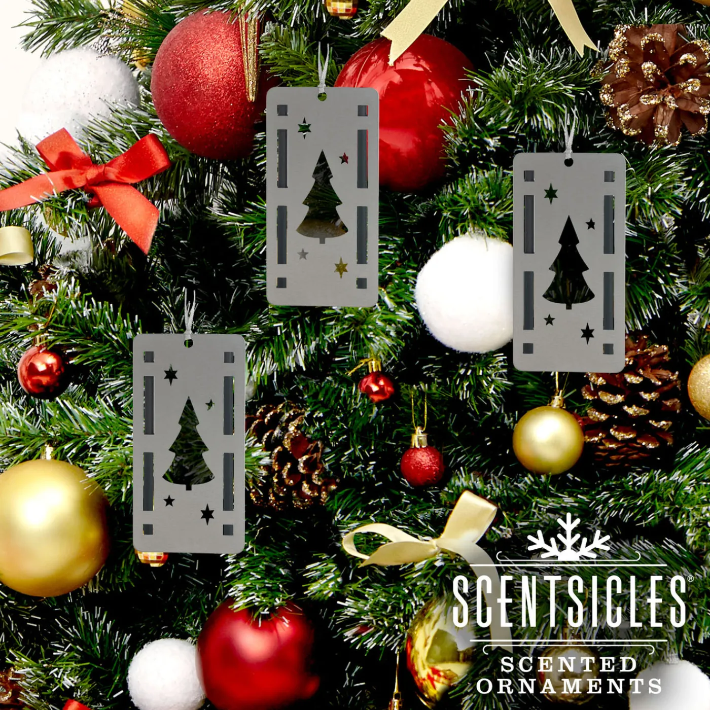 National Tree Company Scentsicles Trio Ornament Set of 3 and White Winter Fir Bottle of 6 Sticks