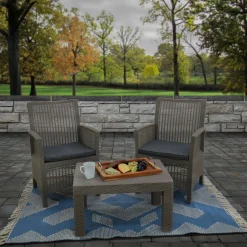 National Tree Company 5x7 ft. Dusty Blue Hand Woven Outdoor Rug