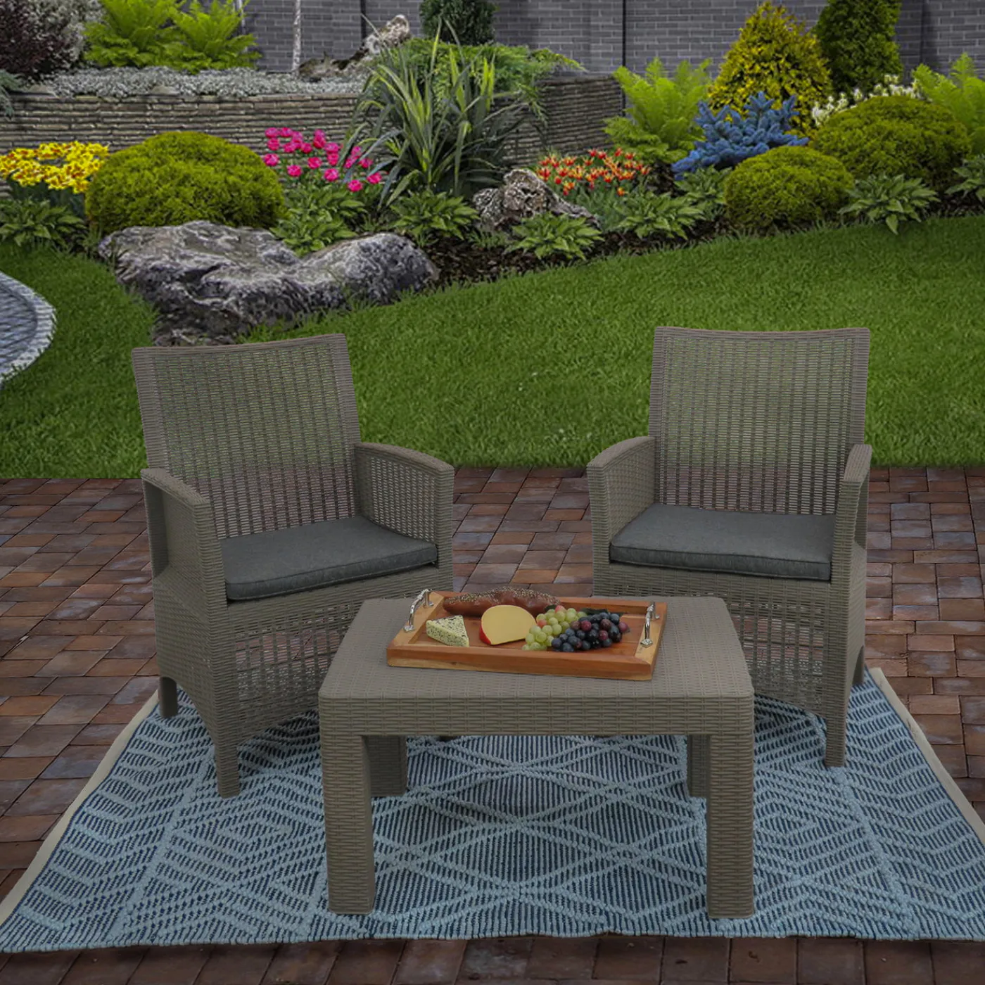 National Tree Company 5x7 ft. Navy Blue Hand Woven Outdoor Rug