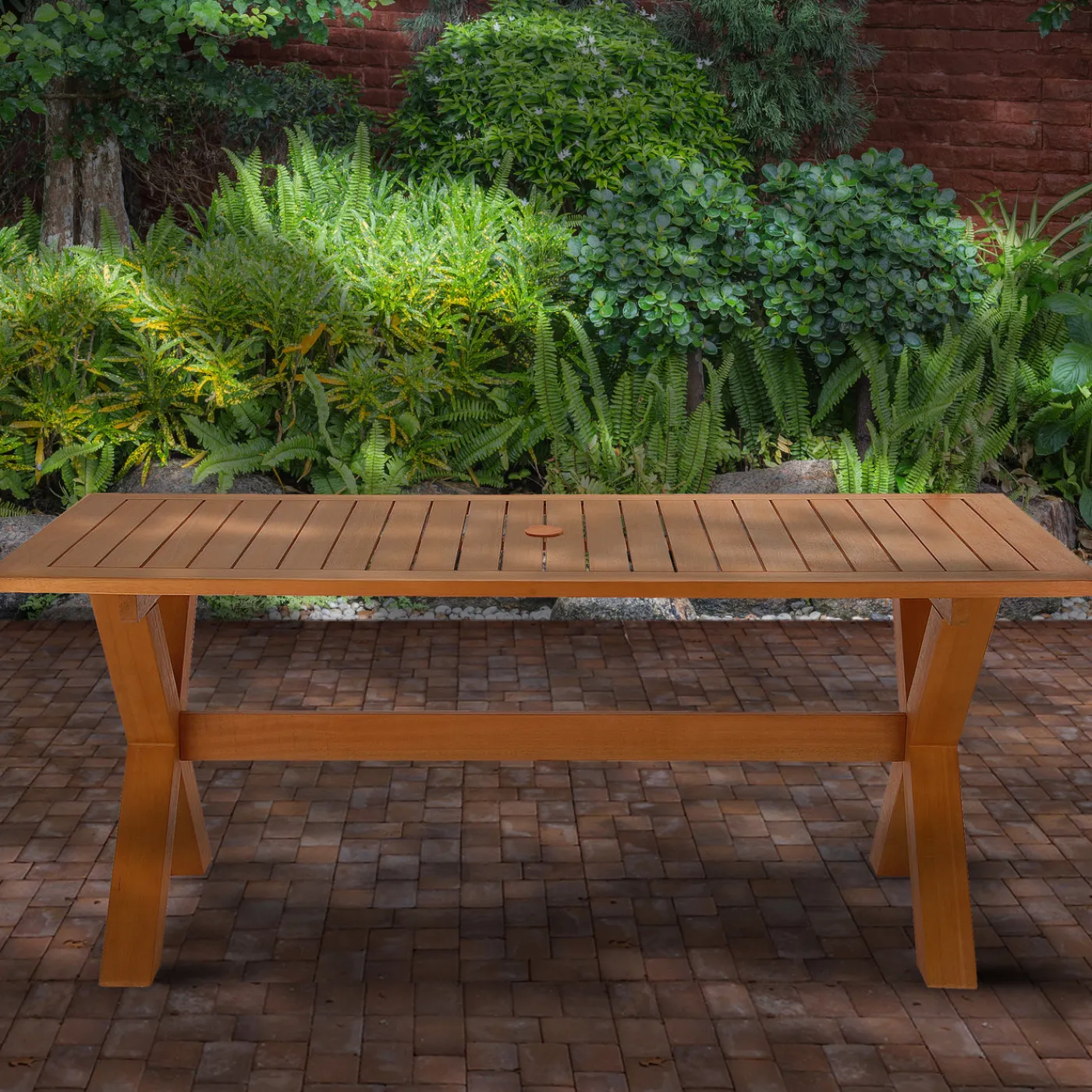 National Tree Company 72x38x29 in. Eucalyptus Grandis Wood Farm House Style Table, Natural Color