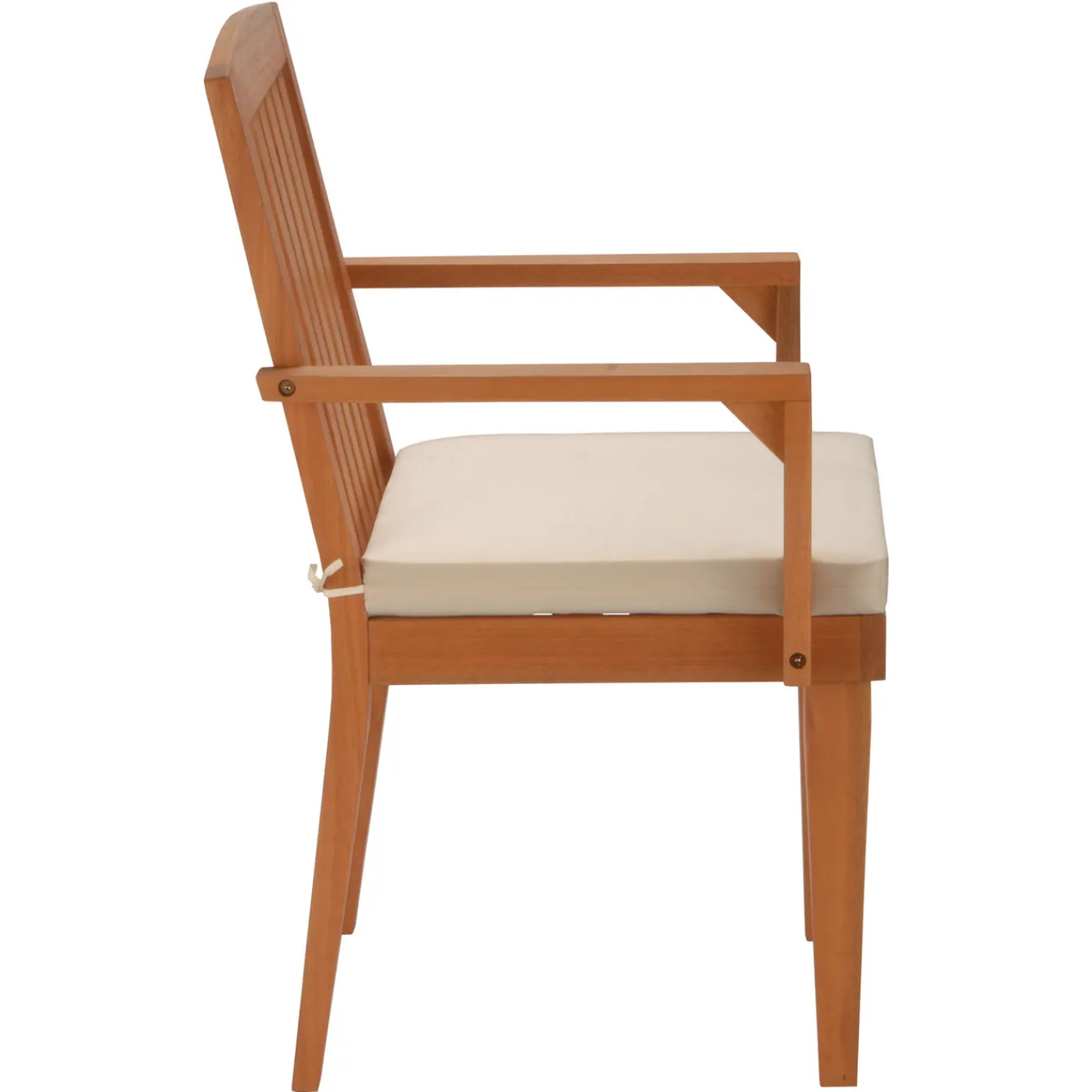 National Tree Company 24x26x37 in. Eucalyptus Grandis Wood Dining Armchair, Natural Color with Beige Cushion & Polyester Pad