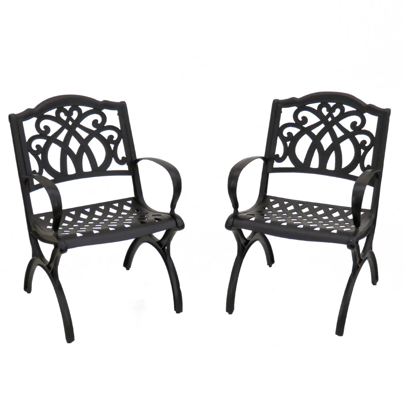 National Tree Company 24x26x36 in. Leeds Aluminum Circle All Weather Chairs, Set of 2, Leeds Collection